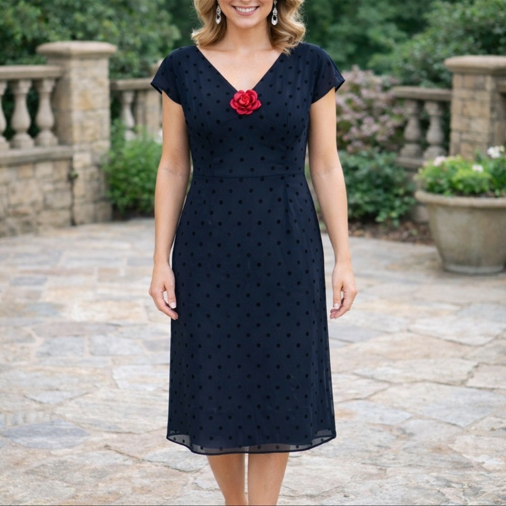 Black Chiffon Swiss Polka-Dot Formal Dress